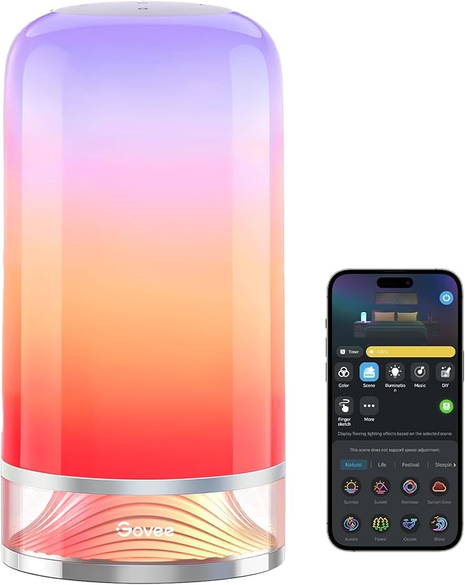 Govee RGBIC Smart Table Lamp 2, Touch Bedside Small Table Lamp (Corded) | LED Desk Lamp Compatible with SmartThings, Matter, Alexa, Nightstand Lamp for Bedroom Living Room Night Light, 64 Scene Modes by Unknown