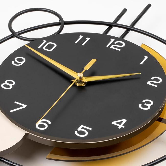 Wall Clock for Living Room Decor Decorative Wall Clock with Pendulum Silent Quartz Battery Operated Black Metal Large Clock for Dining Room,Kitchen,Home,Bathroom,Bedroom,13.8x21.3 in - Image 6