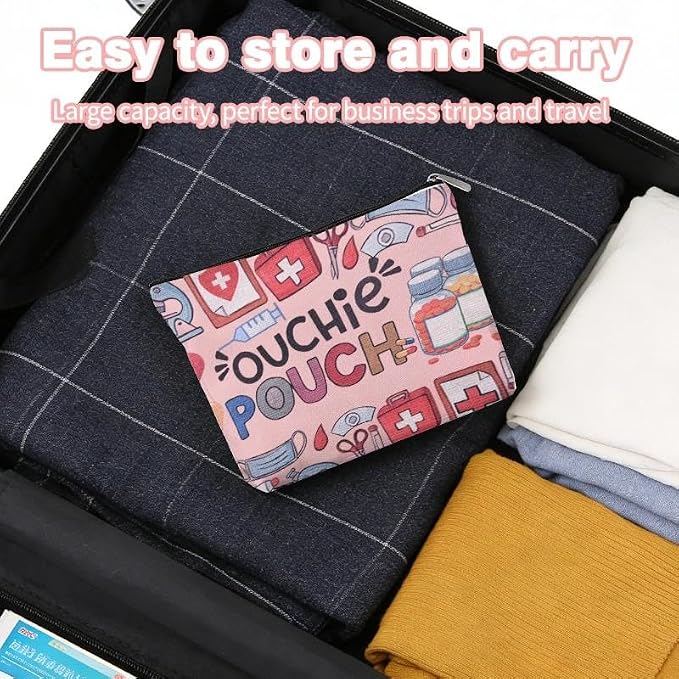 Small Ouchie Pouch Bag Canvas Medicine Storage Bags Wound Care Travel Bag Drug Storage Bags for Medicine First Aid Kit Zipper Pouches Emergency Pouch for Women Girls Doctor Nurse Pouches for Work - Image 2