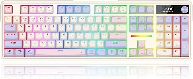 Redragon K762 PRO Wireless 104-Key Gasket Gaming Keyboard, Screen & Knob | Easy-Control LED Info Display, 0-Delay Tri-Mode, Cushioned 5-Layer Noise Dampening for Creamy Thocky Sound, Full-Size 104-Key - Image 6