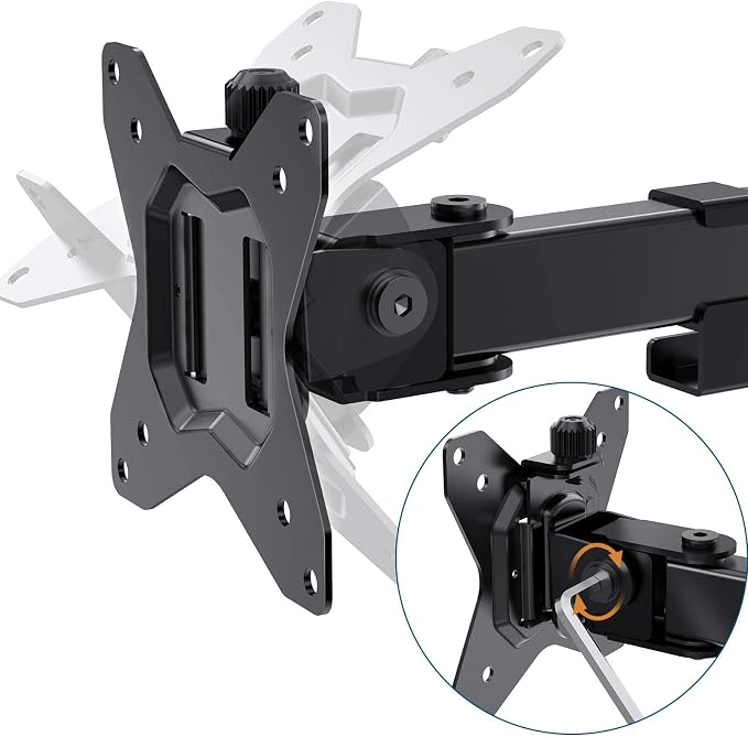 HUANUO 32 inches Dual Monitor Stand up to 17.6lbs per Arm, High-Grade Aluminum Free Standing Dual Monitors Mount for 2 Screens. Fully Adjustable Dual Monitor Stand for Desk with Tilt, Swivel, Rotation - Image 8