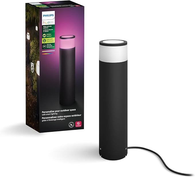 Philips Hue Calla Large Outdoor Pedestal Light (Low-Volt), (4.1 x 15.8 in) White & Color Pathway Light, Voice Control with Alexa, Apple Home & Google Assistant, Bridge Required by Unknown