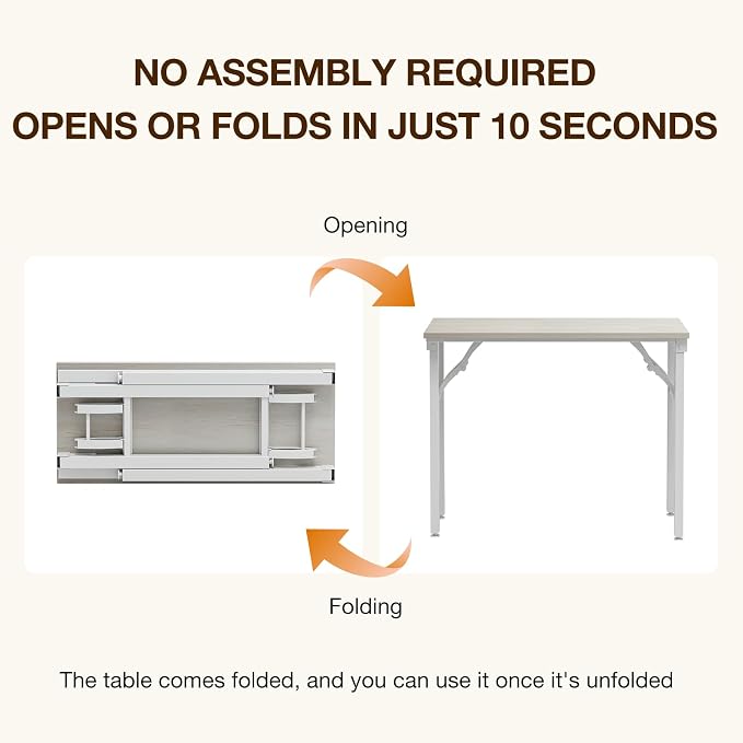 TEMI Small Computer Desk Folding Table - 35.8" Foldable Office Desk, No Assembly, Perfect for Small Spaces in Bedroom, Dorm, or Apartment, Portable Mini Desk or Study Table Compact Design, White Ash - Image 4