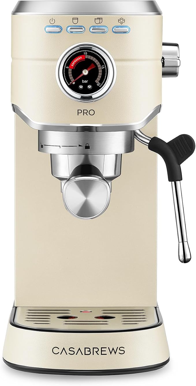 CASABREWS 5418 PRO Compact Espresso Cofee Machine with Fast Heating System | Brew Ready in 5 seconds, Brews 2+ milk drinks in a row, 20-Bar Pump, Built-in Pressure Gauge, Pro Steam Wand for Lattes by CASABREWS