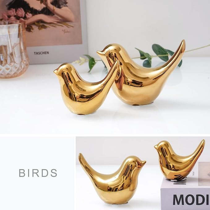 Notakia Gold Home Decor Small Birds Statues Modern Style Decorative Ornaments for Living Room Decor, Bedroom, Office Desktop, Cabinets (2Pcs Gold Birds) - Image 6