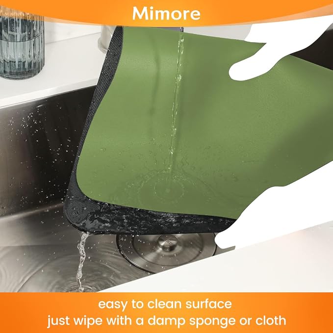 Mimore Coffee Mat - 12x19 Inch Green Countertop Mat - Absorbent, Hides Stains, Rubber Backed - Dish Drying Mat Fits Under Coffee Maker or Espresso Machine - Image 7