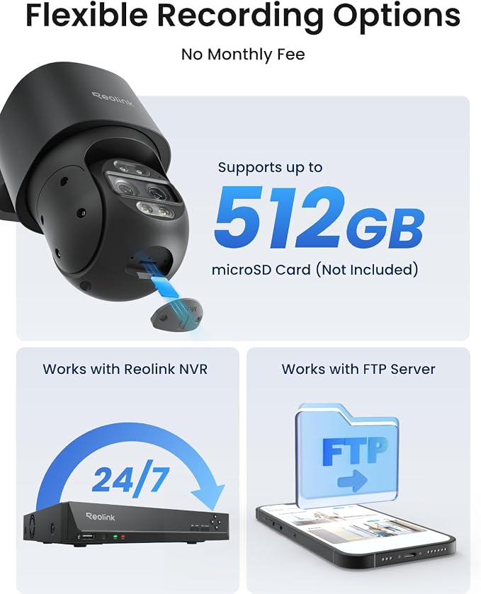 REOLINK TrackMix PoE Grey Dual-Lens PTZ Security Camera 6X Hybrid Zoom | 4K 355° Pan & 90° Tilt Auto Tracking, Smart Detection, 24/7 Recording, Color & IR Night Vision, Up to 512GB microSD Card - Image 8