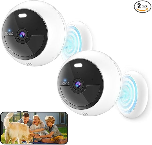 Noorio 2MP Security Cameras Wireless Outdoor Battery Powered Camera Surveillance Exterieur for Home, Color Night Vision, AI Motion Detection, 2.4G WiFi, IP66, 32GB Local Storage, 2-Way Audio (2 Pack) by Noorio
