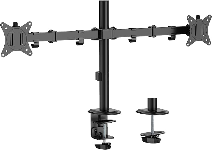 Mount-It Dual Monitor Arm, Desk Mount for 2 Screens 13-32 in, Steel | Holds up to 19.8 lbs Each, Full Motion Tilt Swivel Rotate, VESA 75x75 100x100, Cable Management, C-Clamp or Grommet, Black - Image 9