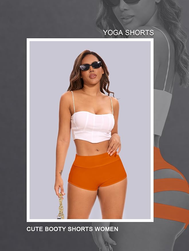 Cut Out Yoga Shorts Booty Butt Lifting Scrunch Shorts High Waisted Workout Gym Active Hot Pants - Image 3