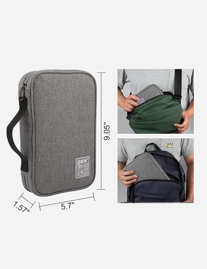 GOX Cable Organizer Pouch – Case for Chargers and Cords, Cord Organizer Travel Black, Small Cable Organizer Bag for Earbuds & Tech Accessories(Grey-Large) - Image 5