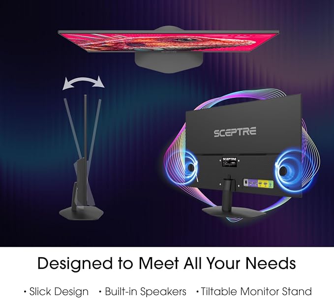 New! Sceptre 27-inch Prime Gaming Monitor DisplayPort x2 180Hz HDMI x2 180Hz Build-in Speakers, Machine Black 2027 (E275B-FW180T Series) - Image 4
