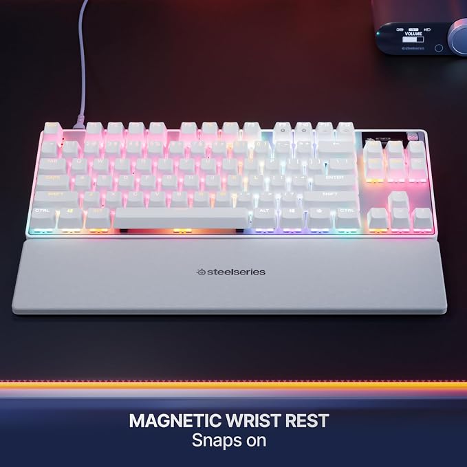 SteelSeries Apex Pro TKL Gen 3 Gaming Keyboard - OmniPoint 3.0 Analog Magnetic Switches, Quickset Auto-Presets (Rapid Trigger, Rapid Tap/SOCD, Protection Mode), OLED, RGB, PBT Keycaps, USB-C, White - Image 7