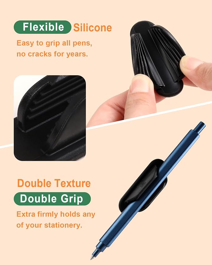Tiizze Adhesive Pencil Holders for Desk Set of 20 - Silicone Pen Holder with Upgraded Acrylic Adhesive Pads - Flexible Desk Pencil Holder for Class Office Essentials Accessories, Teacher Supplies - Image 2