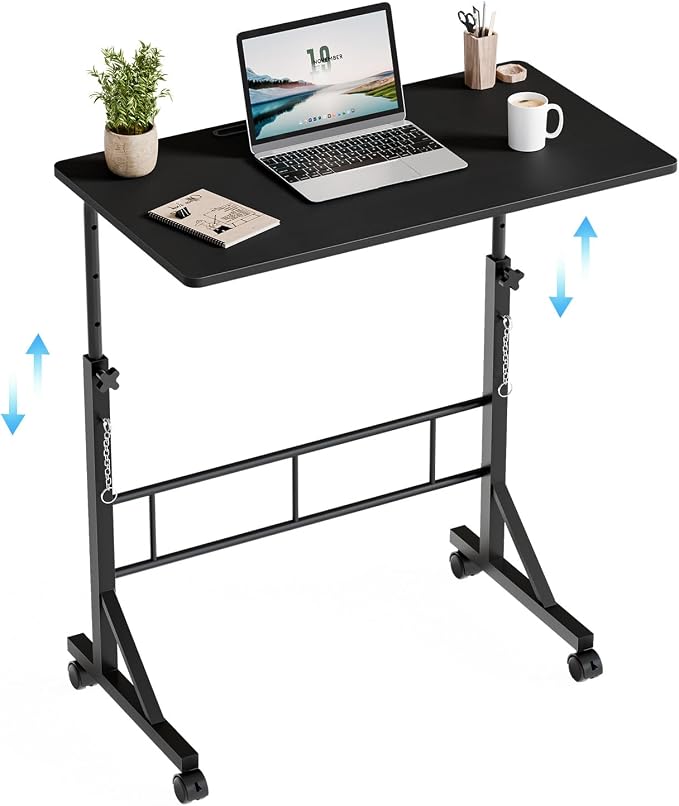 DUMOS 31.5" Walking Pad Desk, Laptop Desk, Home Office | Lockable Wheels, Adjustable Height, Portable Rolling Design, Treadmill Use, Stand Up Style, Black by DumosLifestyle