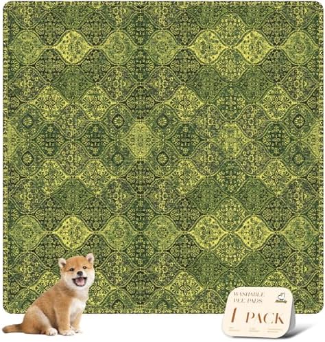 nunubaby Washable Pee Pads for Dogs, Stylish, Non-Slip and Leak-Proof Pee Pads. Reusable Potty Pads for Dogs for Crates and Floors.(Green/Multi,72" x72" ) by Nunubaby