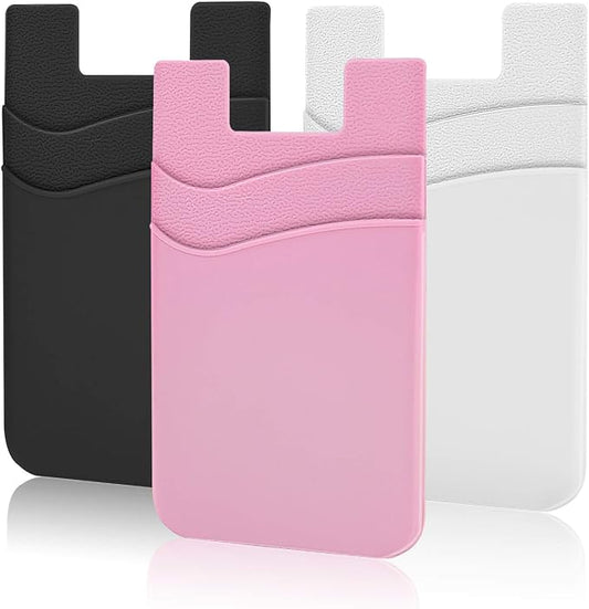 SHANSHUI Phone Pocket, Stick on Wallet Credit Business Card Holder for Back of Phone Pocket Compatible for iPhone, Android and Every Smartphones (Black,White,Pink/3pcs) by SHANSHUI