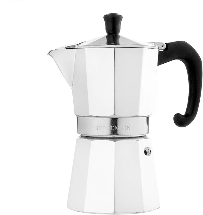 Bellemain Stovetop Espresso Maker, Italian Moka Pot, 6-Cup White | Classic aluminum design brews rich espresso at home or camping, with an easy-to-use and easy-to-clean design. by Bellemain