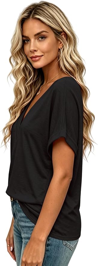 T Shirts Short Sleeve V Neck Tees Womens Tops Beach Vacation Fashion Clothes 2026 Casual Summer Spring Fall Outfits - Image 3