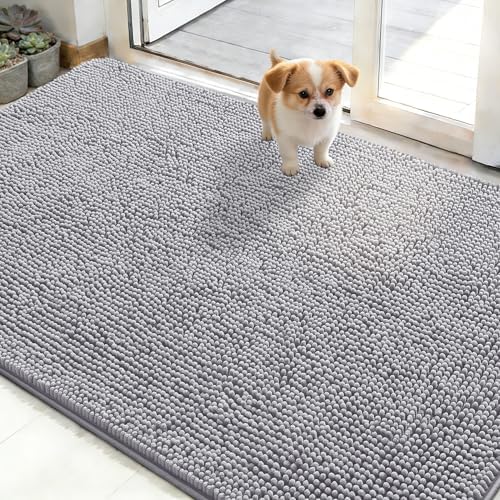 OLANLY Dog Door Mat for Muddy Paws 48x30, Super Absorbent Chenille Mud Mat by OLANLY