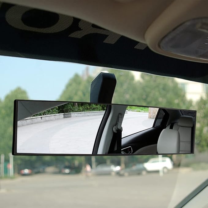 8sanlione Car Rearview Mirrors, Shock Resistant Interior Clip-on Panoramic Rear View Mirror for Car, Wide Viewing Range, 12 inch HD Universal Use for Cars, SUVs, Trucks, Vehicles (White) - Image 6