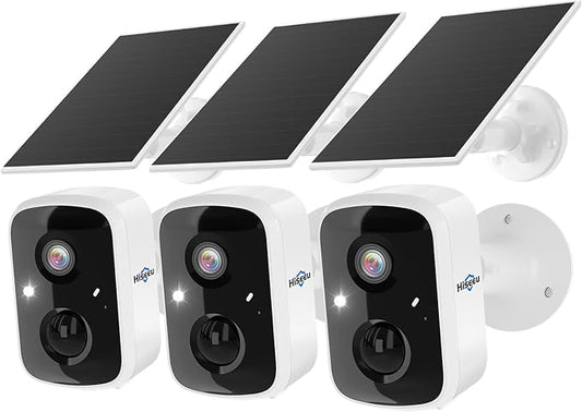 Hiseeu Solar Camera Security Outdoor, 3 Pack 100% Wireless 3K 4MP Surveillance Indoor WiFi Smart Cameras for Home Security Outside, PIR/AI Motion Detection, Waterproof, Color Night Vision, 2-Way Audio by Hiseeu