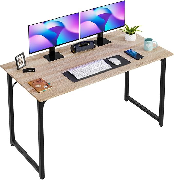 PayLessHere | 47 Inch Computer Desk | Nature | Sturdy Office Desk | Metal Frame, Adjustable Feet | Water-Resistant, Scratchproof Surface | Writing Table for Home Office or Study | Pack of 1 by PayLessHere