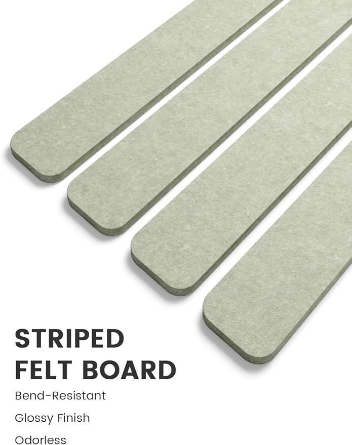 Fluxynara 13" x 2" Felt Wall Panels, Sage | 5-Pack Cork Board Alternative with 35 Push Pins, Adhesive Mounting for Bedroom Door or Home Office - Image 3