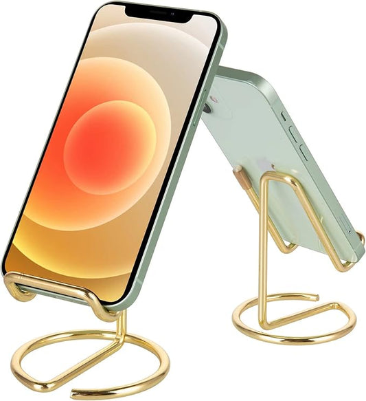 ROPOSY Cell Phone Stand for Desk, Cute Metal Gold Cell Phone Stand Holder Desk Accessories, Compatible with All Mobile Phones, iPhone, iPad by ROPOSY