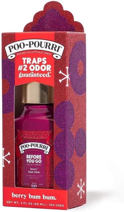 Poo-Pourri Berry Bum Bum Before-You-Go Toilet Spray To Trap Odors and Leave Bathrooms Smelling Great, with a Blend of Cranberry, Clove and Honey Essential Oils for a Holiday Scent Poo Spray, 2 oz by Unknown