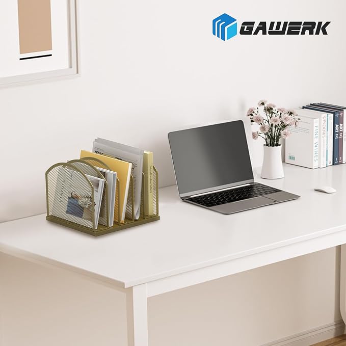 Gawerk 5-Section Vertical Desktop Organizer, 5-Section Mesh File Folder Stand Sorter for Office Home Classroom Organization - Image 7