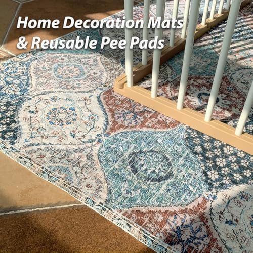 nunubaby Washable Pee Pads for Dogs, Stylish, Non-Slip and Leak-Proof Pee Pads. Reusable Potty Pads for Dogs for Crates and Floors.(Dark Red/Multi,36" x72" ) - Image 2