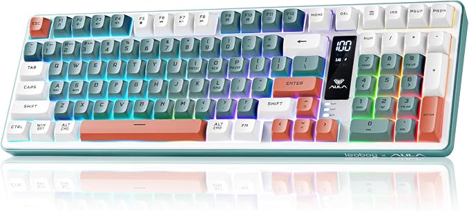 Aula S99pro V2 Full Size Gaming Keyboard,Wireless Creamy Membrane Keyboard | Tri-Mode Bluetooth/2.4GHz/USB-C,16.8mil RGB Backlit,Media Digital Screen,4000mAh Computer Wireless Keyboard with Number Pad by LEOBOG