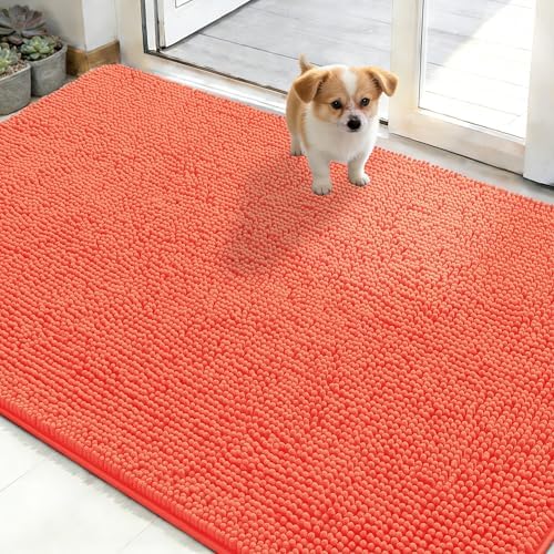OLANLY Dog Door Mat for Muddy Paws 48x30, Super Absorbent Chenille Mud Mat by OLANLY