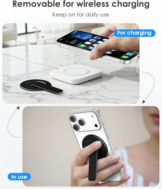 Magnetic Phone Stand for Magsafe, Ultra-Slim Snap-on Phone Holder Kickstand,180° Adjustable Angle Damping Design Cellphone Grip, Black - Image 8