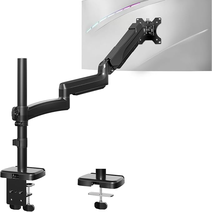 MOUNT PRO Single Long Monitor Arm, 13 to 32 inch Computer Monitor Desk Mount, Extra Long Adjustable Screen Stand, Tall Display Mount with Tilt, Swivel, Rotation, Hold up to 19.8lbs, VESA 75/100mm by MOUNTPRO