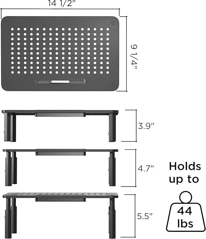 EVOOMI Monitor Stand Riser - Upgraded for Faster Productivity - Anti-Skid, HD Hexagonal Steel - Free Cable Ties - Computer Stand - Laptop, Desktop, Printer, iMac (Simple) - Image 2