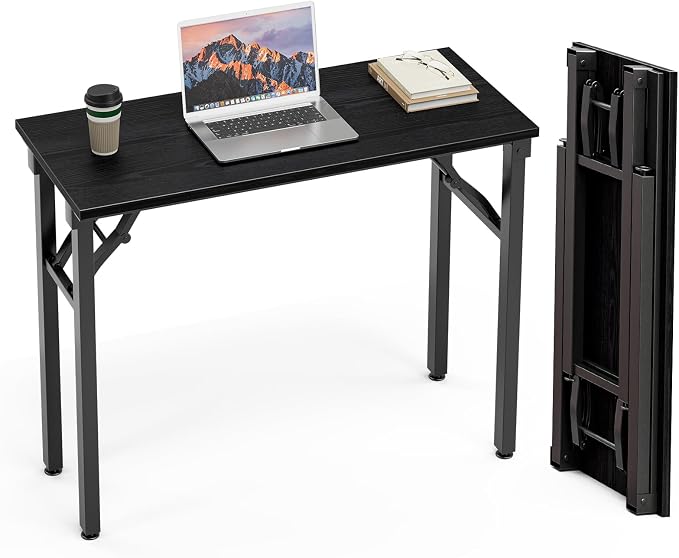 TEMI Small Computer Desk Folding Table - 35.8" Foldable Office Desk, No Assembly, Perfect for Small Spaces in Bedroom, or Apartment, Portable Mini Desk or Study Table Compact Design, Dark Oak by TEMI