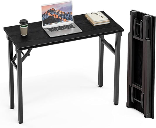 TEMI Small Computer Desk Folding Table - 35.8" Foldable Office Desk, No Assembly, Perfect for Small Spaces in Bedroom, or Apartment, Portable Mini Desk or Study Table Compact Design, Dark Oak by TEMI