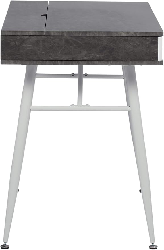 Calico Designs 51252 Alcove Modern Large Split Drawer in White/Cement Gray Desk with Storage - Image 4