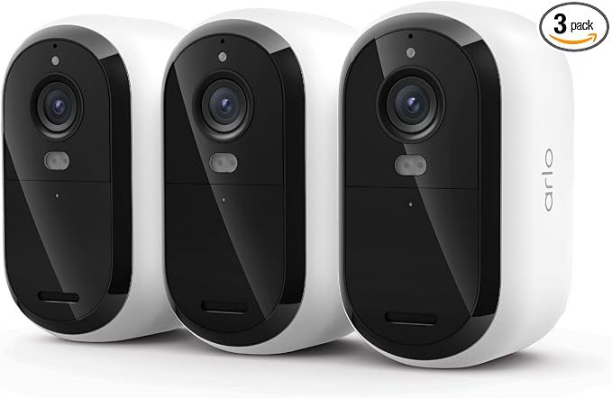 Security Cameras Wireless Outdoor - Arlo Essential Battery 2K (3rd Gen, Latest Version), Color Night Vision, Two-Way Audio, Home Security, Person/Package/Vehicle/Animal Detection, White - 3-Pack by Unknown