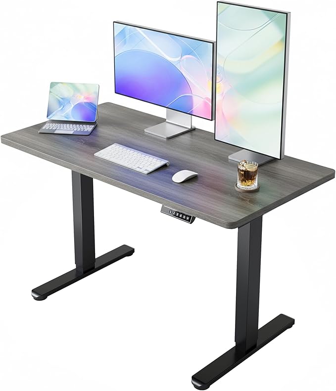 HUANUO Electric Standing Desk, 40 x 24 Inch Height Adjustable Computer Desk with Storage Bag, 4 Height Memory Settings, Sit Stand Up Desk for Home Office, Grey by HUANUO
