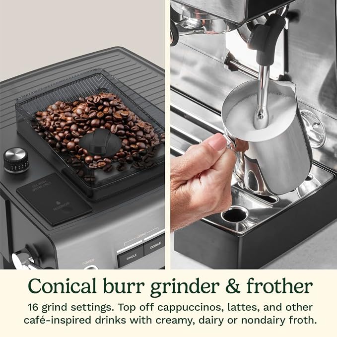 Cuisinart Espresso Bar Grind & Brew Espresso Machine, 16 Grind Settings from Fine to Coarse, Makes Hot or Cold Cafe-Quality Beverages at Home Including Cappuccino, Lattes and Cold Coffee, EM-640 - Image 5
