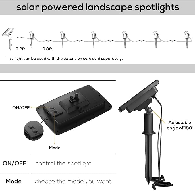 Solar Smart Bluetooth Landscape Spotlights 6 Pack, RGBW Landscape Light, Solar Spot Lights Outdoor, Solar Outdoor Uplights for Garden Trees Yard Landscape - Image 2