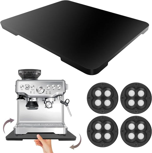 360°Rolling Tray Bamboo Appliance Slider for Breville Espresso Machine | Kitchen Sliding Tray for Coffee Maker Appliances Mat Easily from Under The Cabinet Black 13"×15.7" by GIASSVIO