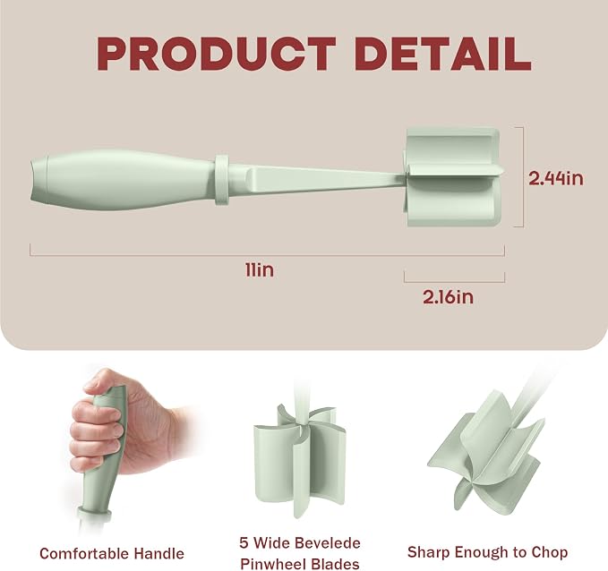 PGYARD Meat Chopper Hamburger Grinder, Kitchen Smasher for Ground Beef | Heat Resistant, 5 Blade, Burger Grinder Nylon Potato Mix Tool, Meat & Poultry Tenderizers, Dishwasher Safe, Green - Image 2