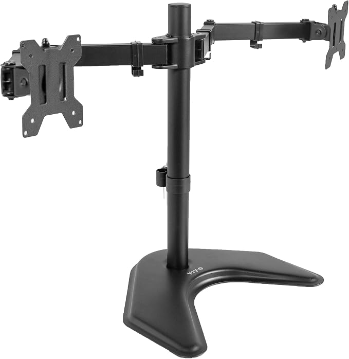 VIVO Dual LED LCD Monitor Mount, Free-Standing Desk Stand for 2 Screens up to 32 Inch, Heavy-Duty Fully Adjustable Arms with Max VESA 100x100mm, Black, STAND-V032F by Unknown