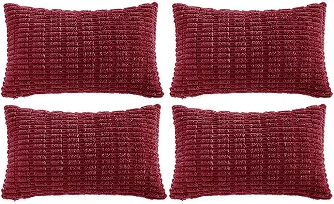 Fancy Homi 4 Packs Decorative Throw Pillow Covers for Living Room Couch Bed, Modern Farmhouse Boho Home Décor Accent Cushion Case, 20" x 12", Burgundy by Fancy+Homi