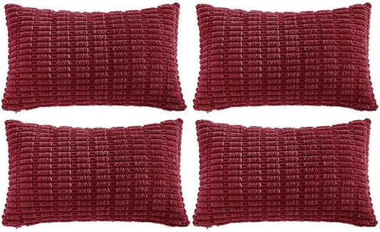 Fancy Homi 4 Packs Decorative Throw Pillow Covers for Living Room Couch Bed, Modern Farmhouse Boho Home Décor Accent Cushion Case, 20" x 12", Burgundy by Fancy+Homi