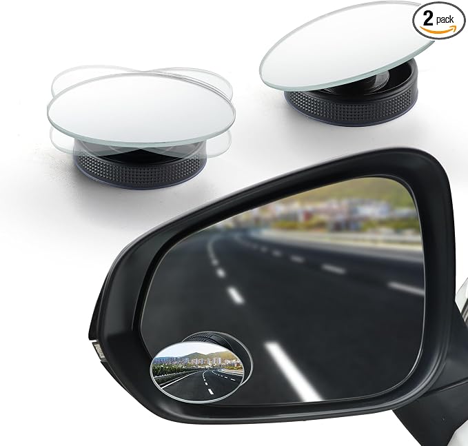 LivTee Blind Spot Car Mirror, Oval HD Glass Frameless Convex Side Mirror Blindspot, Reusable 360° Wide Angle Rear View Car Mirrors with Powerful Adjustable Suction Cup - Exterior Mirrors by LivTee